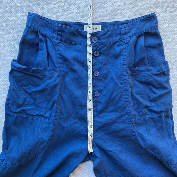 Joie Gia 100% Linen Button Fly High Waist Pants Blue Quartz Women’s 8 Lagenlook - Picture 12 of 13